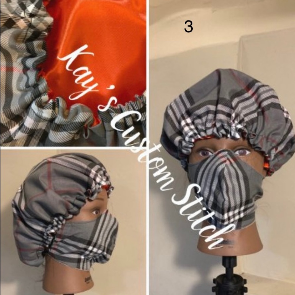 Satin hair bonnet and face mask